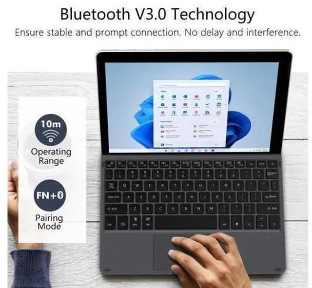 Alt view image 10 of 10 - MoKo Type Cover Fit Microsoft Surface Go 4 (2023)/ Go 3 (2021)/ Go 2 2020 / Go 2018, Slim Wireless Bluetooth Keyboard with Trackpad, 7-Color LED Backlit, Built-in Rechargeable Battery - Black