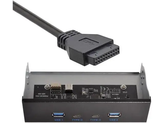 Alt view image 4 of 6 - USB-C & USB 3.0 HUB 4 Ports Front Panel to Motherboard 20Pin Connector Cable for 5.25" CD-ROM Bay