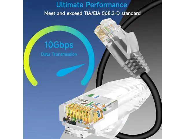 Alt view image 8 of 12 - Cat6a Slim Ethernet Patch Cable 0.5 ft (24 Pack), Cat6a Patch Cable for Data Centers, Cat 6 Patch Cable 10G, Network Patch Cables for Home and Enterprise Network -Black