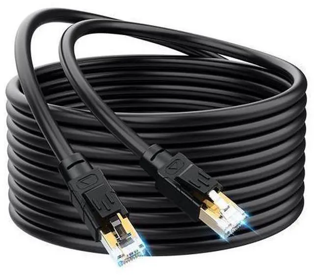 Alt view image 8 of 14 - Outdoor Ethernet Cable 100 ft - Hisetec Cat 8 Long Ethernet Cable Shielded Heavy Duty 26AWG 40Gbps 2000Mhz SFTP Patch Cord High Speed Cat8 LAN Network RJ45 Cable -in Wall -Outdoor- Weatherproof