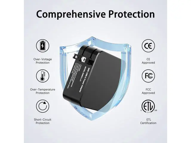 Alt view image 12 of 14 - 65W USB C Power Adapter Type C Power PD Wall Fast Charger Compatible with Mac Book Pro ZenBook Latitude Matebook HP Spectre Chromebook Smart Phones