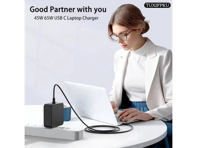 Alt view image 14 of 14 - 65W USB C Power Adapter Type C Power PD Wall Fast Charger Compatible with Mac Book Pro ZenBook Latitude Matebook HP Spectre Chromebook Smart Phones