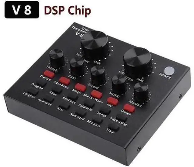 Alt view image 7 of 12 - V8 Sound Card Audio USB 5.0 Headset Microphone Webcast Live Sound Card 18 Sound Effects 6 Modes Sound Card for Phone Computer