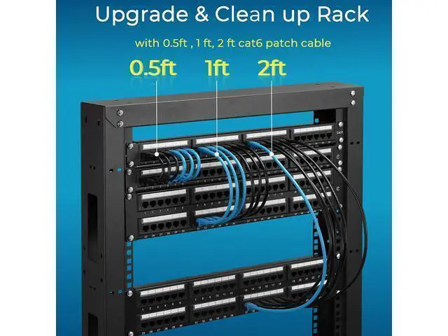 Alt view image 12 of 14 - Patch Cables Cat6 0.5ft 24 Pack,Ethernet Patch Cable 10G, Cat 6 Patch Cable for Patch Panel to Switch, Flexiable Cat 6 Ethernet Cable with Gold Plated Black