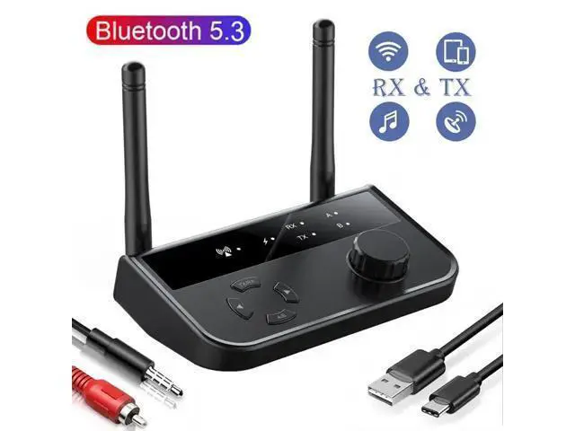 Alt view image 2 of 6 - 2 in 1 5.3 Audio Receiver Transmitter 3.5mm Aux Jack RCA Stereo Music Wireless Adapter Dongle for TV Car PC Headphones