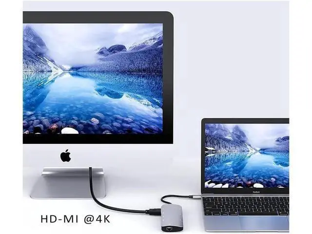Alt view image 9 of 12 - USB C Hub Ethernet Port USB C Adapter GIGABIT 1000M Rj45 8in1 multiport 60W Fast charging-4K HD-MI to 5Gbps Data Transfer,SD/TF, USB C Hub_Flat