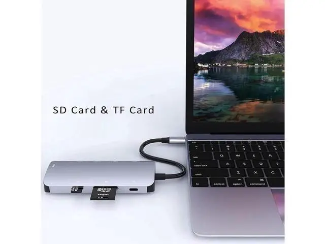 Alt view image 10 of 12 - USB C Hub Ethernet Port USB C Adapter GIGABIT 1000M Rj45 8in1 multiport 60W Fast charging-4K HD-MI to 5Gbps Data Transfer,SD/TF, USB C Hub_Flat