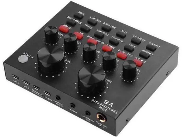 Alt view image 12 of 12 - V8 Sound Card Audio USB 5.0 Headset Microphone Webcast Live Sound Card 18 Sound Effects 6 Modes Sound Card for Phone Computer