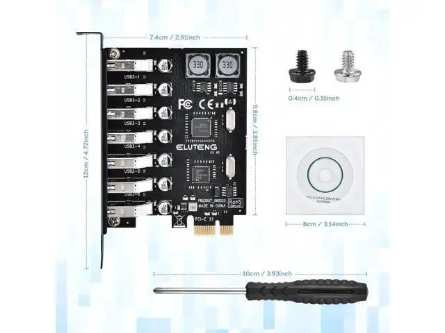 Alt view image 9 of 14 - PCIE USB 3.0 Card 7 Ports PCI Expree to USB Expansion Card Super Speed 5Gbps PCI-e USB3 Hub Controller Adapter for Windows 11/10/8/7/XP/Vista