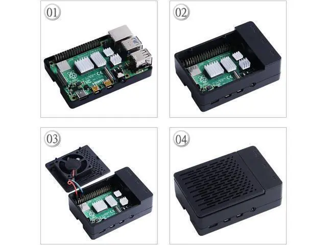 Alt view image 10 of 14 - Case with PWM Fan for Raspberry Pi 4, 18W 5V 3.6A USB-C Power Supply for Raspberry Pi 4, Heatsinks, USB Card Reader, Micro HDMI Cable, Micro HDMI to HDMI Adapter for Raspberry Pi 4 8GB/4GB/2GB