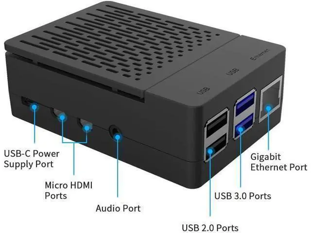 Alt view image 14 of 14 - Case with PWM Fan for Raspberry Pi 4, 18W 5V 3.6A USB-C Power Supply for Raspberry Pi 4, Heatsinks, USB Card Reader, Micro HDMI Cable, Micro HDMI to HDMI Adapter for Raspberry Pi 4 8GB/4GB/2GB