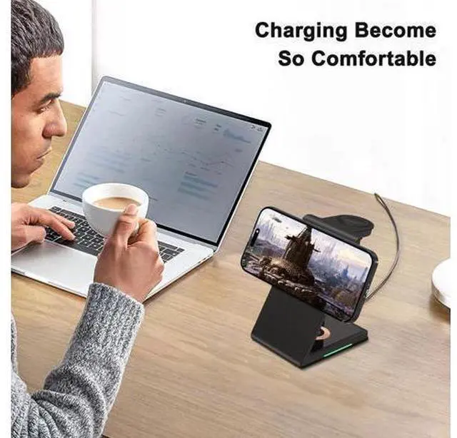 Alt view image 12 of 12 - 3 in 1 15W PD Fast Charging OTP Protection Magnetic Wireless Charger for