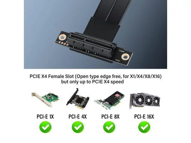 Alt view image 14 of 14 - PCIe 3.0 X4 Extension Cable 90 Degree PCI-E 4X Male to Female Riser Cable 20CM (90 Degree)