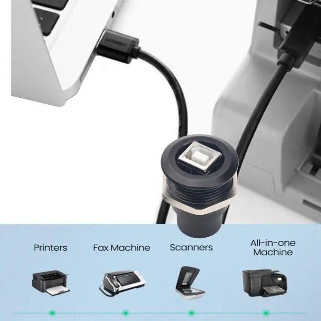 Alt view image 13 of 14 - 2PCS Panel Mount USB B to USB A Connector for Printer Threaded Fixed Female USB 2.0 Converter Adapter for HP Canon Epson Lexmark Xerox and More