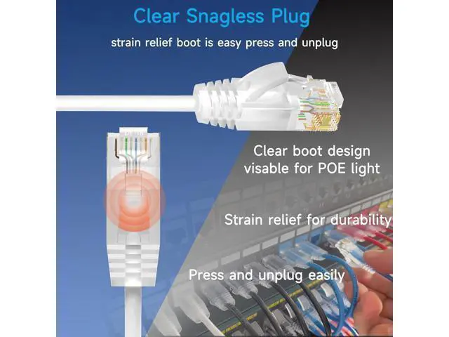 Alt view image 11 of 14 - Cat6a Slim Ethernet Patch Cable 1 ft (24 Pack), Cat6a Patch Cable for Data Centers, Cat 6 Patch Cable 10G, Network Patch Cables for Home and Enterprise Network -White