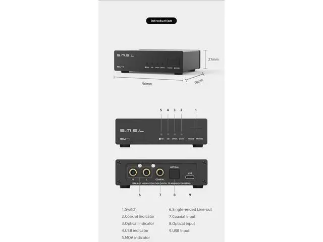 Alt view image 11 of 12 - SU-1 MQA MQA-CD Audio Decoder AK4493S XU316 768kHz/32Bit DSD512 Hi-Res DAC