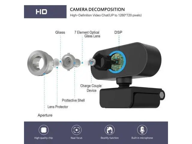 Alt view image 9 of 10 - 1080P Full HD USB Video Gamer Web Camera Web Cam Computer Built-in Microphone For PC Laptops Desktop Camara Web