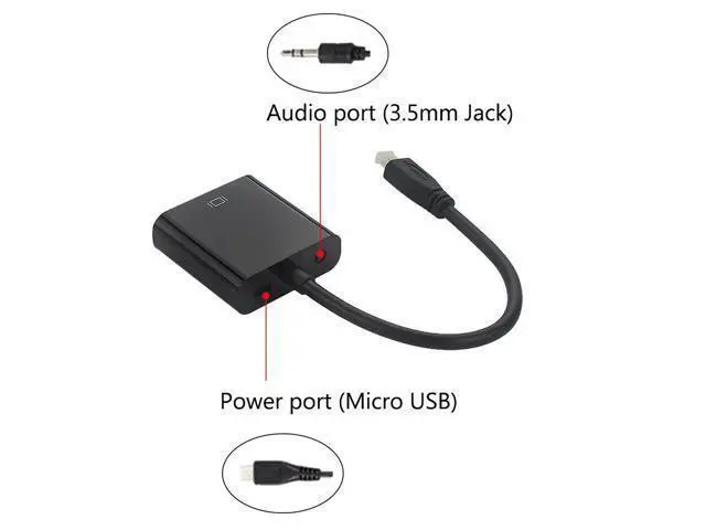 Alt view image 8 of 10 - to VGA Adapter Cable Male to Female + Audio Jack + USB Power Cable for Xbox|PS4/3 Camera|Cellphone|Raspberry Pi 4