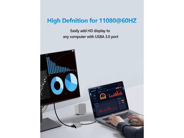 Alt view image 9 of 14 - USB to HDMI Adapter Hdmi to USBA for Monitor USB A to HDMI for MacBook HD MI Adapter Compatible with Windows 10/11 and Mac os 3.0 for 1080@60Hz