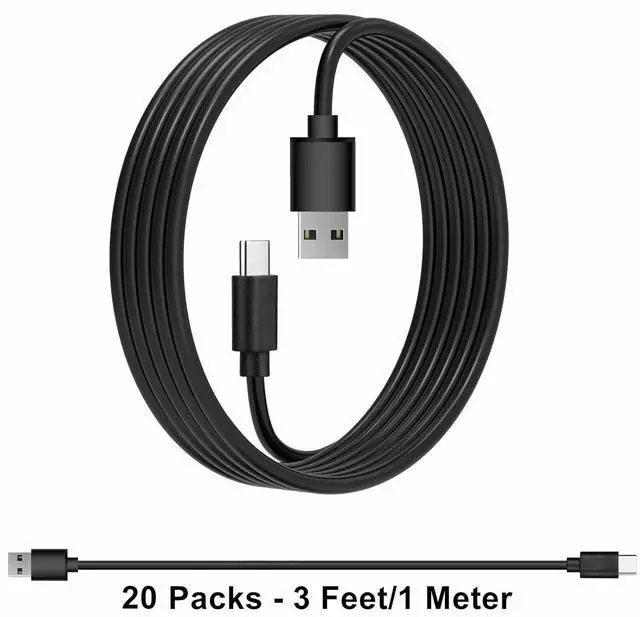 Alt view image 14 of 14 - 20-Pack Bulk USB C Charger Cable - Multipack Type-C Charging Cords USB 2.0 for Phones and Tablets 3.3ft Black