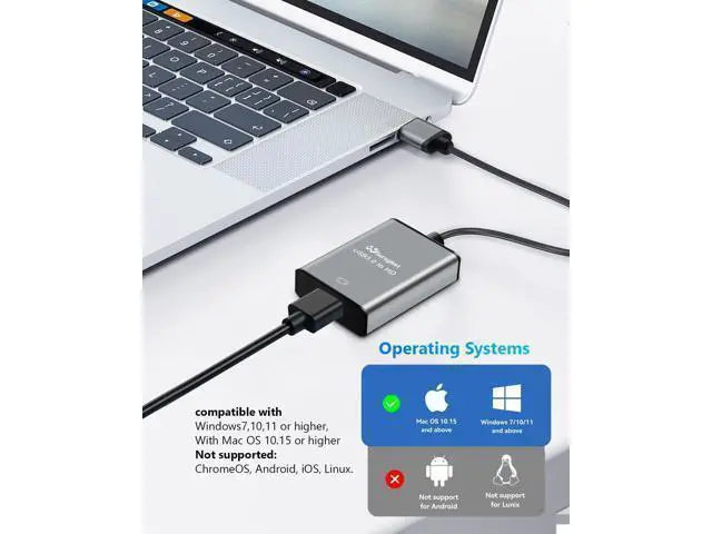 Alt view image 10 of 14 - USB to HDMI Adapter Hdmi to USBA for Monitor USB A to HDMI for MacBook HD MI Adapter Compatible with Windows 10/11 and Mac os 3.0 for 1080@60Hz