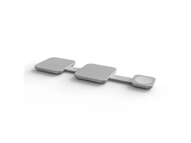 Alt view image 7 of 12 - Design Multi Function Charging Adapter 3-in-1 15W Fast Charging Foldable Magnetic Wireless Charger Stand