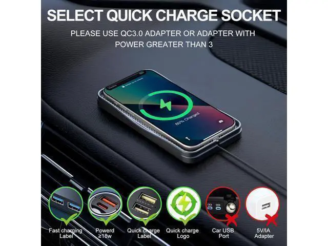 Alt view image 10 of 14 - Wireless Charger for Car 20W Max Fast Car Charging Pad Non-Slip Charger for iPhone 16/15/14/13/12 Galaxy S25-S9 Android Devices (Type C)