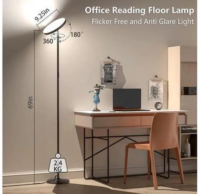 Alt view image 13 of 14 - Keepsmile Double Side Lighting Led Floor Lamp with Remote Smart App 36W/2600LM Bright Tall Standing RGB Floor Lamp Angle Multicolor Dimmable Modern Floor Lamps for Livingroom Bedroom Office