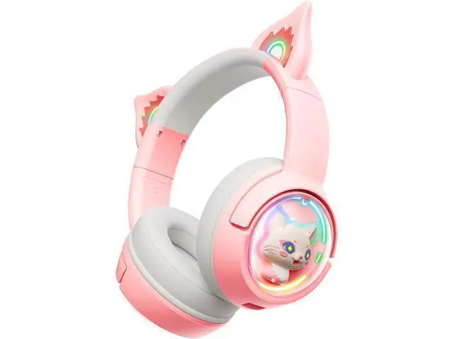 Alt view image 8 of 14 - PHNIXGAM Cute Cat Bluetooth Headphones, Wireless & Wired Mode Headset with Mic, RGB LED Light, for Girls Women School Gaming, Compatible with Mobile Phones Tablet