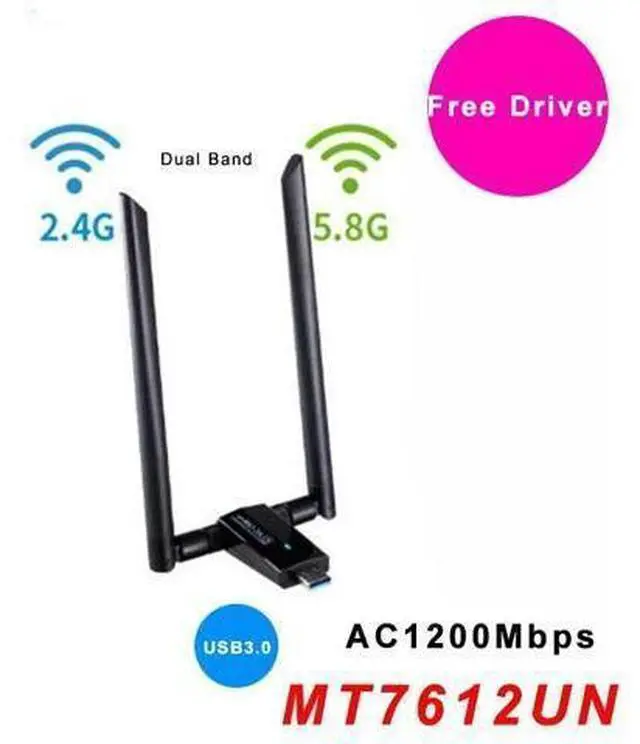 Alt view image 9 of 10 - Network Card AC1200Mbps USB3.0 Wireless Antenna Adapter MT7612U IEEE 802.11AC Dongle Receiver Transmitter