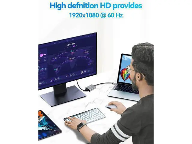 Alt view image 14 of 14 - USB to HDMI Adapter Hdmi to USBA for Monitor USB A to HDMI for MacBook HD MI Adapter Compatible with Windows 10/11 and Mac os 3.0 for 1080@60Hz