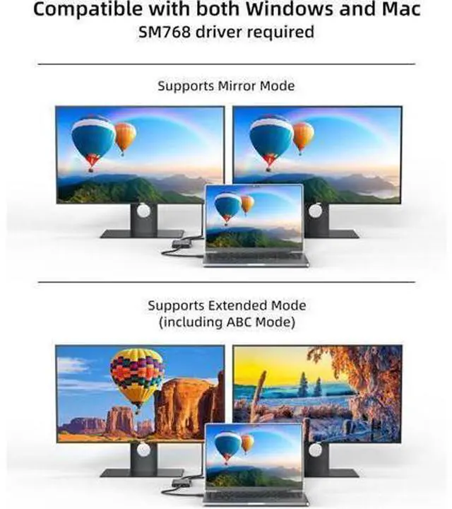 Alt view image 13 of 14 - USB 3.0 to Dual HDMI Adapter Compatible with Windows/Mac OS 4K@30Hz/1080P@60Hz Hdmi USB to HDMI Splitter MST Mode USB to hdmi Adapter for 2 Monitors