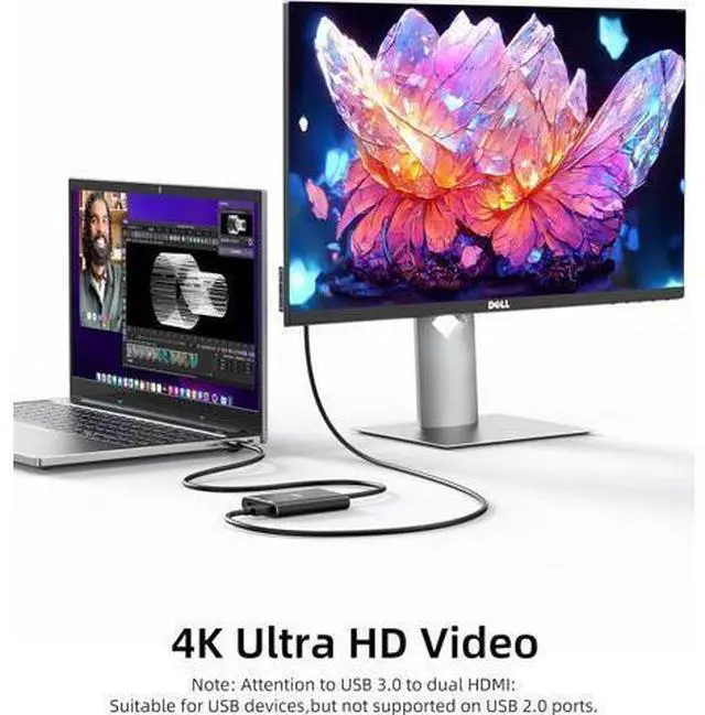 Alt view image 12 of 14 - USB 3.0 to Dual HDMI Adapter Compatible with Windows/Mac OS 4K@30Hz/1080P@60Hz Hdmi USB to HDMI Splitter MST Mode USB to hdmi Adapter for 2 Monitors