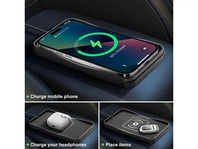 Alt view image 12 of 14 - Wireless Charger for Car 20W Max Fast Car Charging Pad Non-Slip Charger for iPhone 16/15/14/13/12 Galaxy S25-S9 Android Devices (Type C)