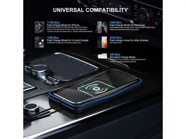 Alt view image 13 of 14 - Wireless Charger for Car 20W Max Fast Car Charging Pad Non-Slip Charger for iPhone 16/15/14/13/12 Galaxy S25-S9 Android Devices (Type C)