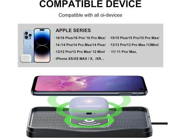 Alt view image 14 of 14 - Wireless Charger for Car 20W Max Fast Car Charging Pad Non-Slip Charger for iPhone 16/15/14/13/12 Galaxy S25-S9 Android Devices (Type C)