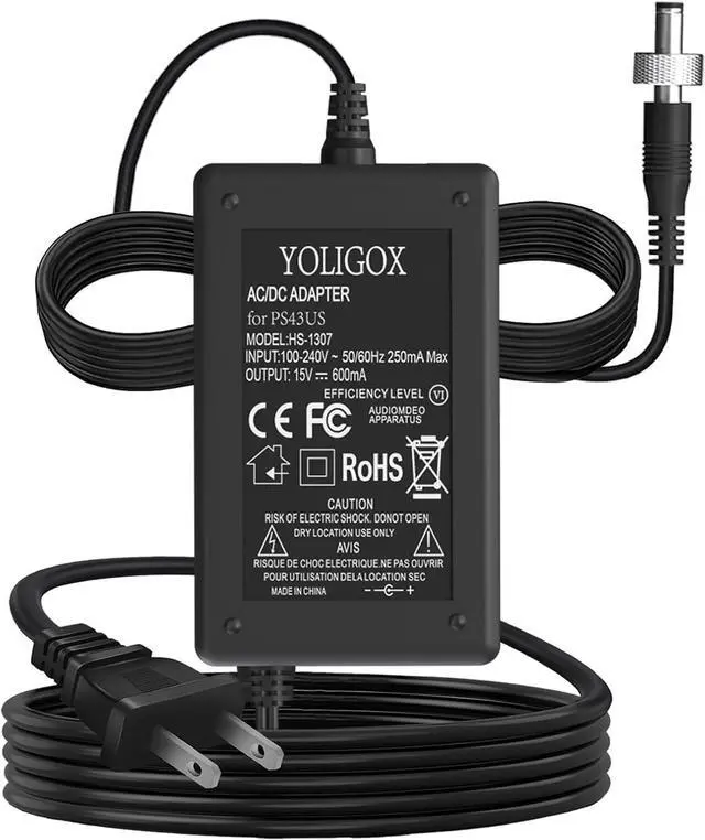 Alt view image 8 of 14 - 15V AC Adapter Compatible with Shure PS43US in-Line Power Cord for GLX4 and ULX4 Wireless Receivers.