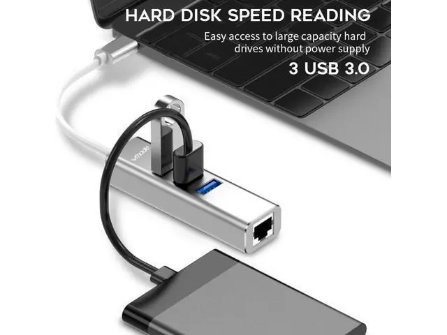 Alt view image 7 of 10 - 3 in 1 Type C To USB 3.0 With Rj45 Gigat Ethernet Network USB C HUB Adapter Thunderbolt 3 For MacBook Pro P20