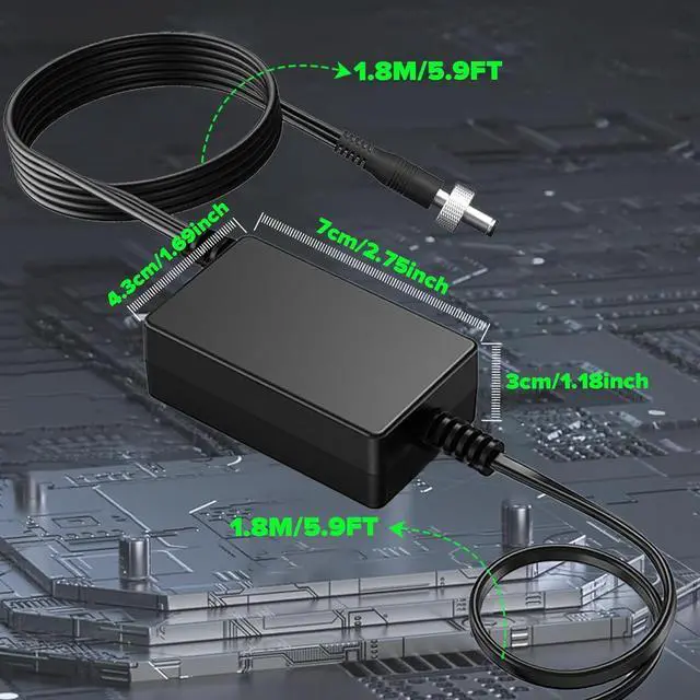 Alt view image 14 of 14 - 15V AC Adapter Compatible with Shure PS43US in-Line Power Cord for GLX4 and ULX4 Wireless Receivers.