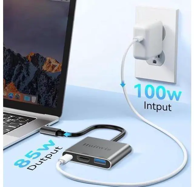 Alt view image 12 of 14 - USB C to HDMI Adapter with Multiport(4K@60Hz/USB3.0/PD 100W) USBC to HDMI Adapter for iPhone iPad MacBook Switch to TV Monitor Projector