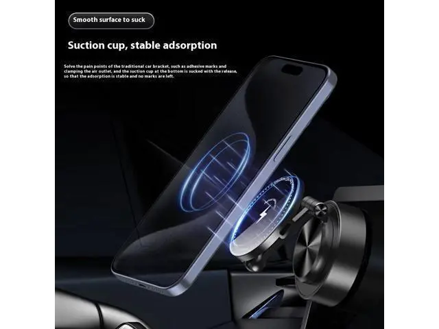 Alt view image 8 of 12 - 15W Wireless Charge Vacuum Magnetic Car Mounted Folding Mobile Phone Holder Car Dashboard Cell Phones Stand Screen Bracket
