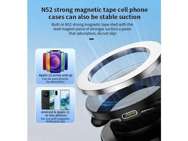 Alt view image 9 of 12 - 15W Wireless Charge Vacuum Magnetic Car Mounted Folding Mobile Phone Holder Car Dashboard Cell Phones Stand Screen Bracket