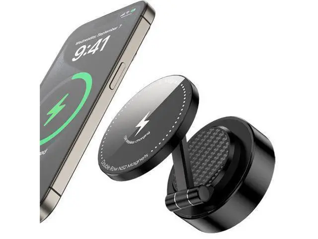 Alt view image 11 of 12 - 15W Wireless Charge Vacuum Magnetic Car Mounted Folding Mobile Phone Holder Car Dashboard Cell Phones Stand Screen Bracket