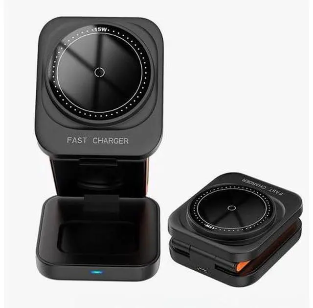 Alt view image 7 of 12 - 3-in-1 Foldable Magnetic Wireless Charger Multifunction Phone Charging Stand with Holder