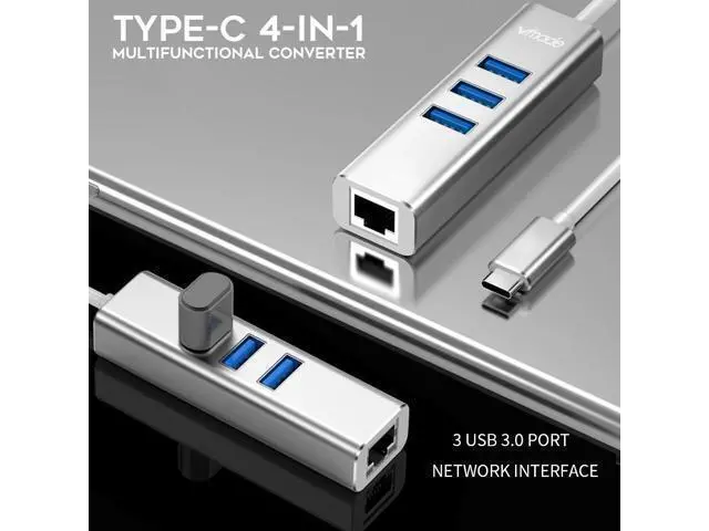 Alt view image 8 of 10 - 3 in 1 Type C To USB 3.0 With Rj45 Gigat Ethernet Network USB C HUB Adapter Thunderbolt 3 For MacBook Pro P20