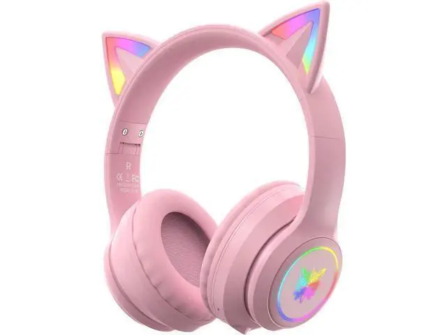 Alt view image 8 of 14 - ONITOON Cat Ear Bluetooth Headphones with Micphone for Kids & Adults, LED Light Up Wireless HI-FI Sound Quality, Over-Ear Headphones with Volume Control for iPhone/iPad/Laptop/PC(55H Play Time)