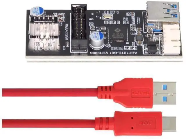 Alt view image 8 of 14 - 5Gbps Dual Ports Type-C USB-C & 19/20Pin Header to USB 3.0 20Pin & Type-E Female PCBA Type Adapter Splitter HUB