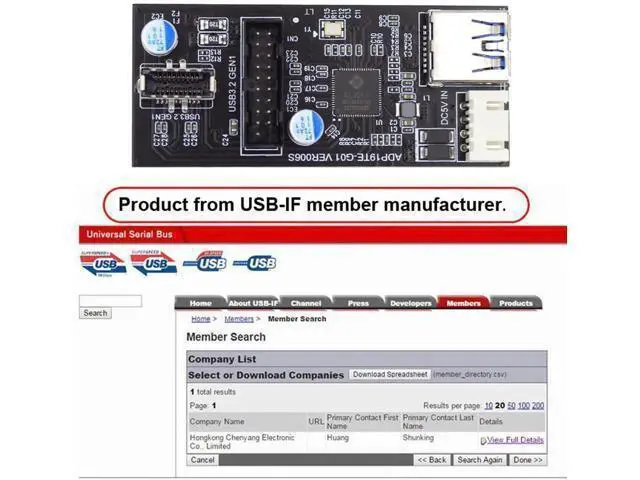 Alt view image 12 of 14 - 5Gbps Dual Ports Type-C USB-C & 19/20Pin Header to USB 3.0 20Pin & Type-E Female PCBA Type Adapter Splitter HUB