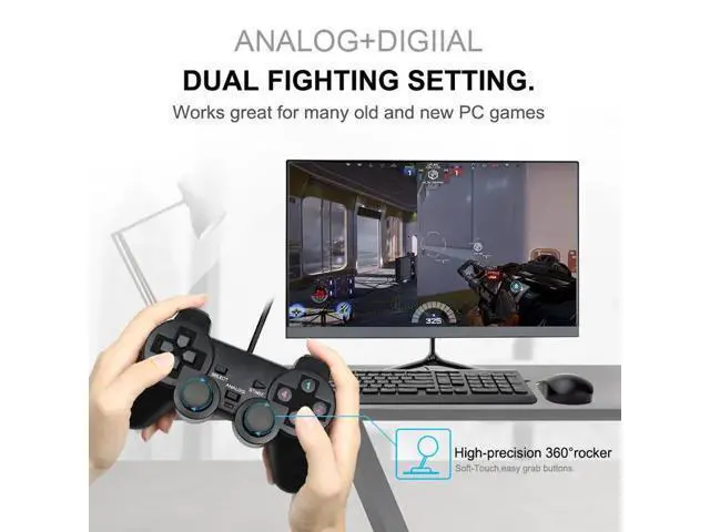 Alt view image 8 of 10 - USB Controller Gamepad For WinXP/Win7/Win8/Win10 For PC Computer Laptop Black Game Joystick