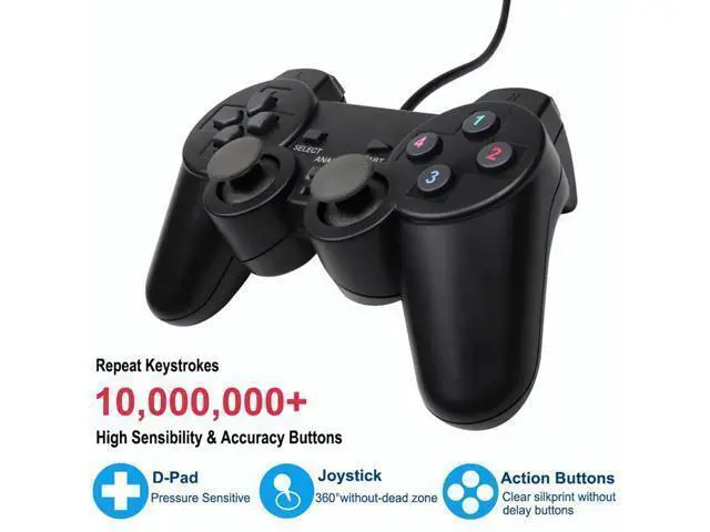 Alt view image 10 of 10 - USB Controller Gamepad For WinXP/Win7/Win8/Win10 For PC Computer Laptop Black Game Joystick